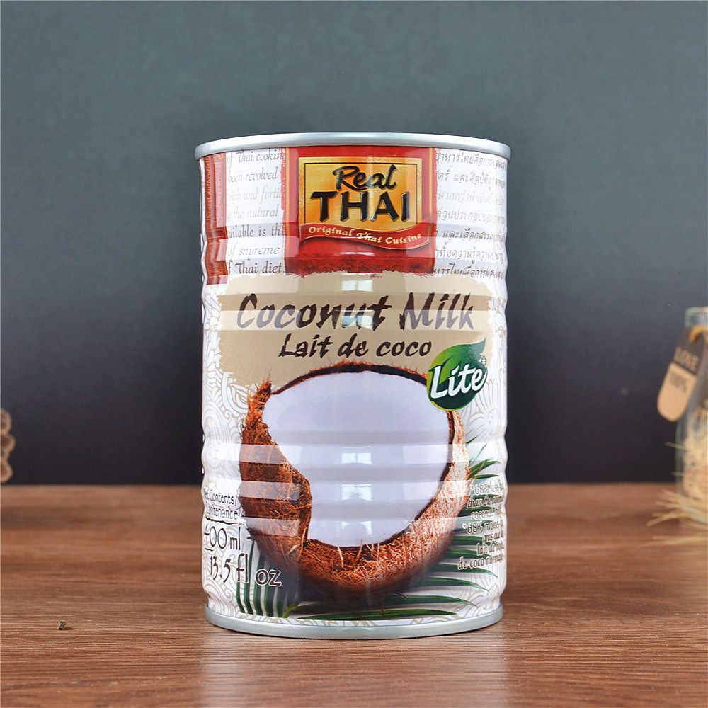 Real Thai Coconut milk Lite 400ml Lirtai Pale Coconut Pulp