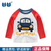27kids Tide brand boys autumn Korean childrens clothing autumn childrens long sleeve T-shirt car baby shirt pure cotton