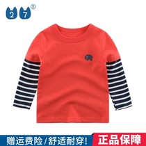 27kids 2021 autumn cotton Korean version of childrens long sleeve T-shirt Cotton Girls base shirt cotton autumn
