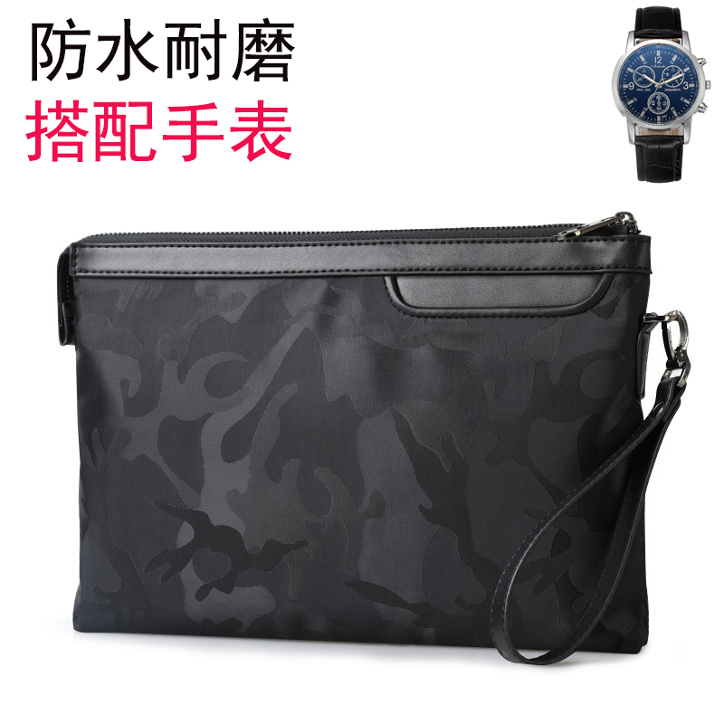 Men's clutch bag clutch bag hand bag wrist bag clip bag large capacity Oxford spun nylon canvas casual tide