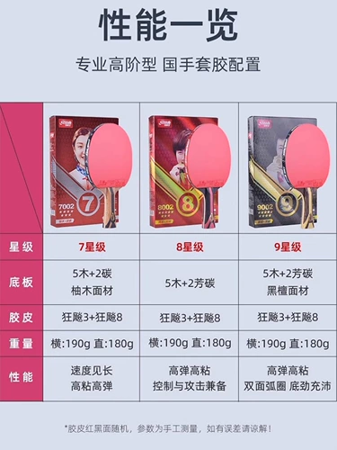 Ракетка для настольного тенниса Double Happiness профессионального уровня 9 звезд Crazy King Malone 78 звезд 10, 7 или 80 Соревнуйтесь с 9002