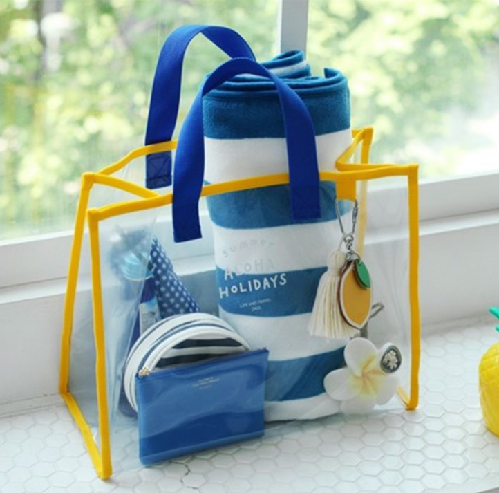 Travel beach bag transparent waterproof pvc hand carry swimming bag large jelly bag bath storage bag fashion shoulder bag