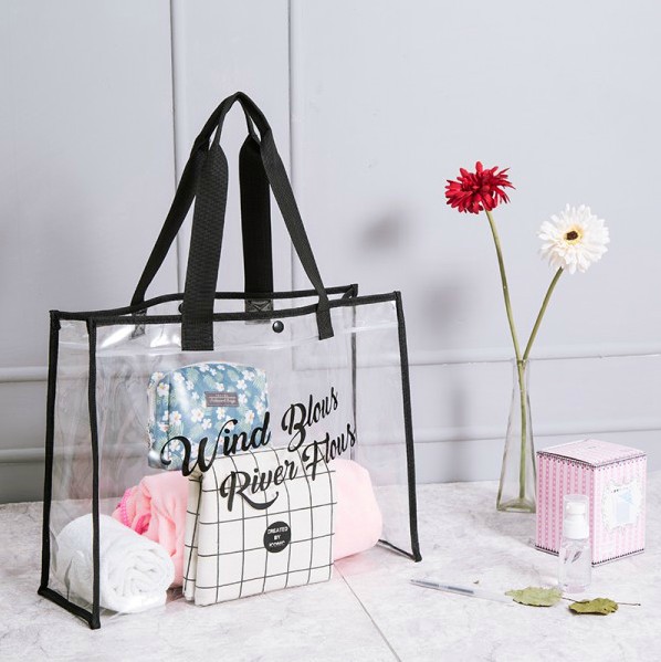 Travel beach bag transparent waterproof pvc hand carry swimming bag large jelly bag bath storage bag fashion shoulder bag