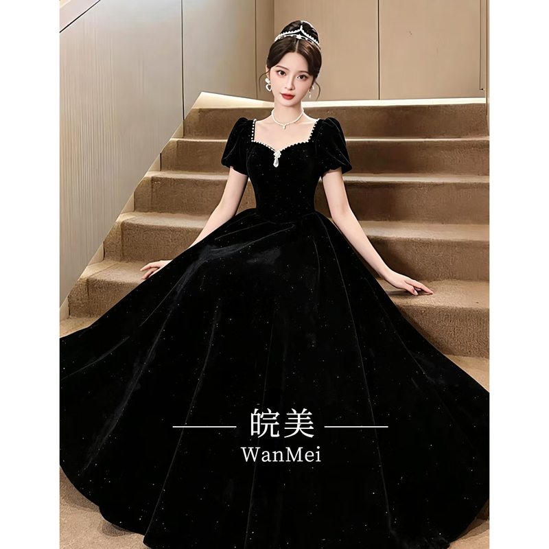 Black Plus-Size Evening Dress for Women, Long Style, 2026 New Model, High-End Student Art Exam, Coming-Of-Age Ceremony, Piano Performance Dress