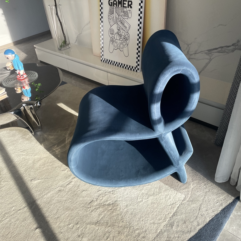 Nordic designer GRP hollowed-out 8-word backrest profiled chair arched bending chair decent board room single sofa chair-Taobao