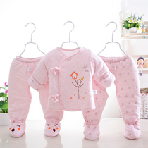 Newborn baby newborn baby clothes winter suit 0-3 months cotton padded jacket in winter clothing thickened warm Three sets