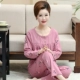 Mùa xuân và mùa thu các bà mẹ trung niên và cao tuổi bộ đồ ngủ cotton dài tay cho phụ nữ cao tuổi tại nhà cộng với bộ đồ hai mảnh cỡ lớn cho mẹ chồng cotton - Cha mẹ và con