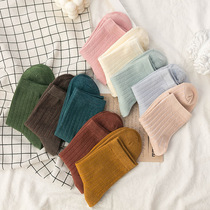 5 pairs of socks womens spring and autumn socks breathable boneless socks autumn and winter middle tube socks candy color simple loose pile socks