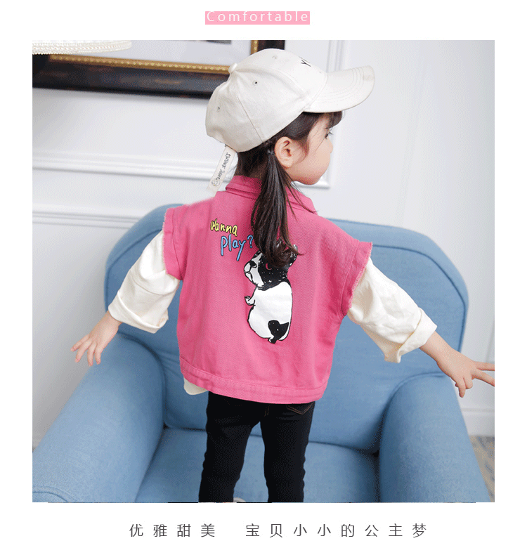 Áo vest nữ cao bồi mùa xuân và mùa thu Hàn Quốc cho bé áo gile thu đông bé gái