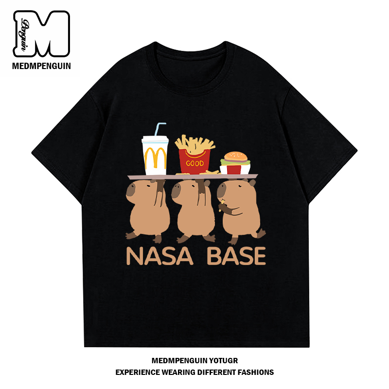 Medmpenguin Kapibara Boys' Short-Sleeved T-Shirt Pure Cotton Summer 2026 New Kidsren's Clothing Set