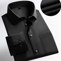 Черная модальная ткань с карманами, версия с длинными рукавами.