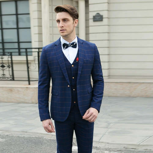 Комплект, платье, мужской классический костюм для отдыха, облегающий крой, 3 предмета, в корейском стиле