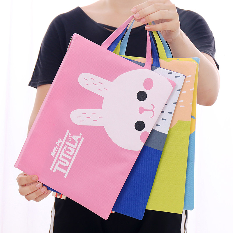 A4 Student Subjects Classification Paper Bag Canvas Cute laced bag Kit kit small frescoed paper collection bag Customized