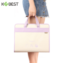 A4 folder Multi-layer organ bag Student paper storage paper canvas zipper portable information bag for high school students