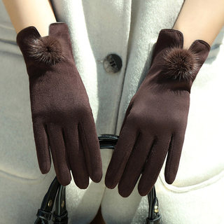 Calboukimct Gloves for Women, Winter Fashion Style, Fleece-Lined, Warm, Suitable for Driving and Cycling in Winter, Suede, Touchscreen Compatible