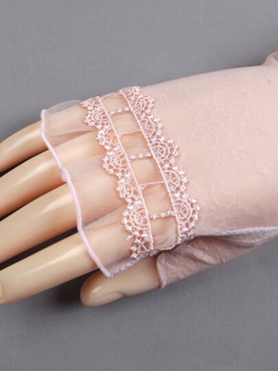 CalbouKimct sun protection ice sleeves women's anti-UV ice silk sleeves driving lace gloves summer fingerless hand sleeves