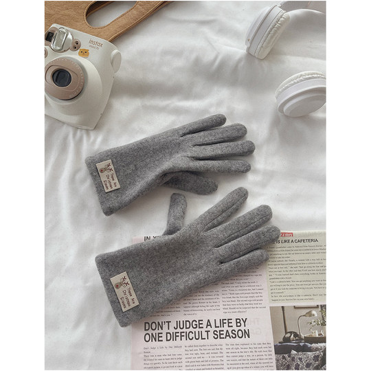 CalbouKimct gloves women's autumn and winter cashmere and velvet winter windproof and warm driving and riding touch screen