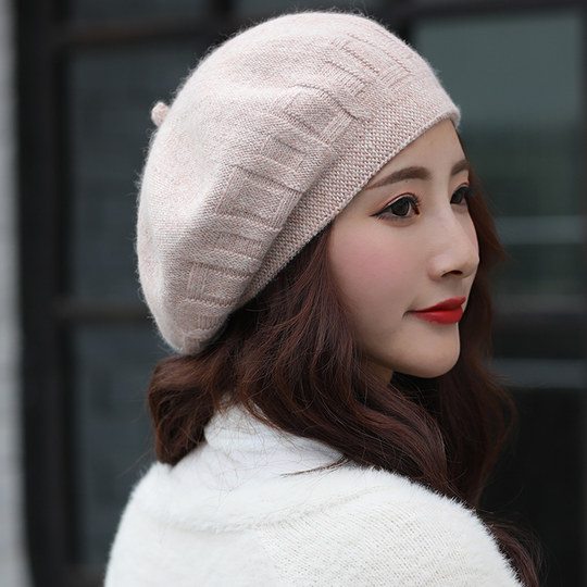 CalbouKimct beret winter women's British retro octagonal hat versatile warm woolen hat for women