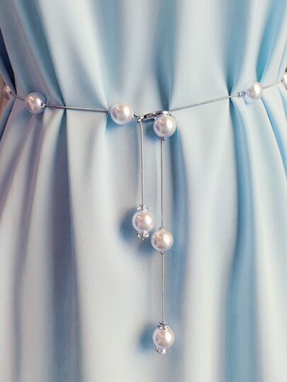 CalbouKimct pearl thin belt women's decorative dress waist chain accessories high-end small fragrance style with skirt