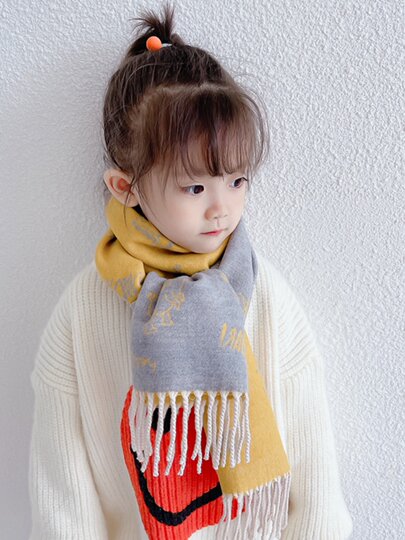 CalbouKimct children's scarf winter cashmere boys and girls autumn and winter scarf new cute baby scarf