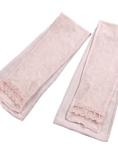 CalbouKimct sun protection ice sleeves women's anti-UV ice silk sleeves driving lace gloves summer fingerless hand sleeves