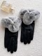 CalbouKimct genuine leather gloves for women in winter plus velvet to keep warm and elegant Rex rabbit fur button cotton sheepskin gloves to protect against cold