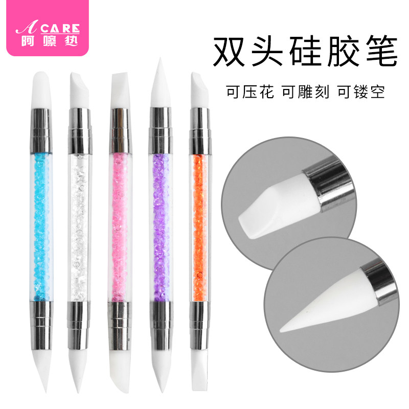 Silicone Pen Meme Chia Embossing Silicone Pen Meme Embossing Pen Shiny Chalk Nail Sticker press coated with magic mirror powder tool