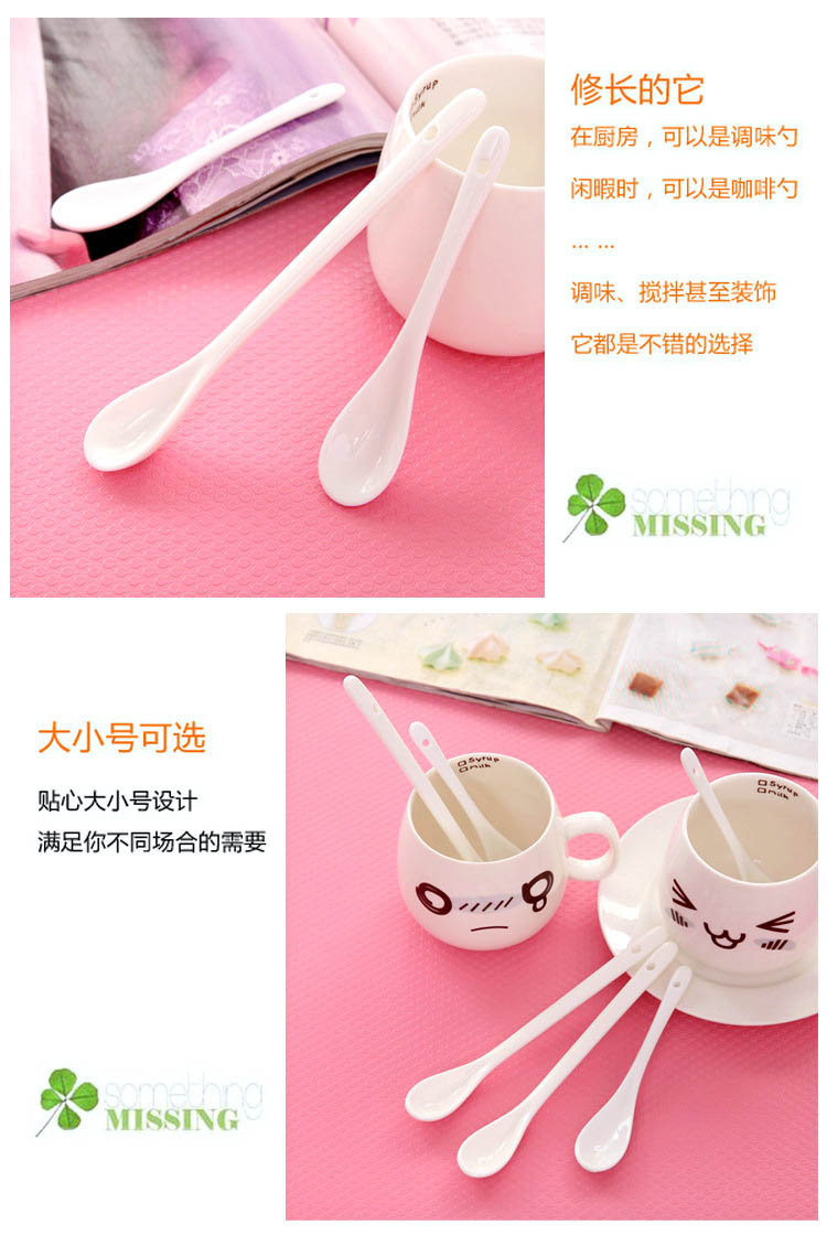 Tay cầm dài bằng gốm nhỏ thìa Gia vị tinh tế dễ thương khuấy thìa xương Trung Quốc cà phê thìa thìa kèn lớn - Cà phê ly uống cà phê đẹp