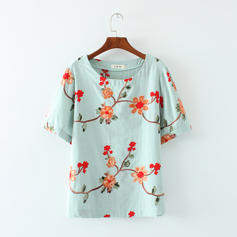 Áo thun cotton ngắn tay mùa hè 2018 nữ trung niên cộng với size áo rộng của mẹ. - Cộng với kích thước quần áo áo khoác thể thao nữ