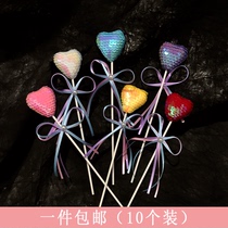 4cm new beautiful bow cake decoration plug-in romantic ribbon color sequin ball ball ball decoration plug-in