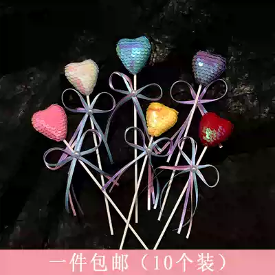 4cm new beautiful bow cake decoration plug-in romantic ribbon color sequin ball ball ball decoration plug-in