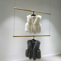 Adjustable clothing store ring display rack titanium gold hanger wall stainless steel hanging steel wire hanging wedding gauze rack