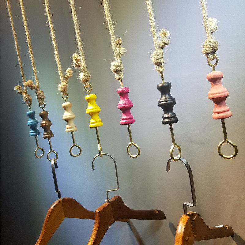 Clothing Store Show Rack Solid Wood Hemp Rope Rings Hanger retro to make old women's clothing Clothing Store Furnishing and Display Hanging Chain
