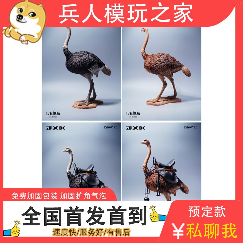 JXK JXK097 1 6 ostrich animal GK model for a total of four