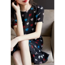 RAGR elegant feeling light mature girl love print mulberry silk ruffle dress