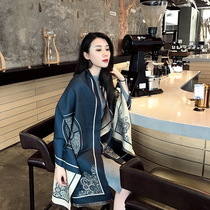 Korean high-end cashmere shawls womens autumn and winter new wild double-sided warm thick wool scarf womens scarf tide