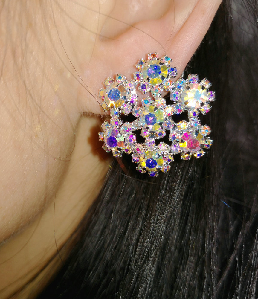 Water Drill Necklace Handmade Ring Earrings Earrings Fashion Night Club Bar Stage Sparkling AB Colorful Diamond Ornaments