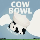 Кошачья чаша керамика Большой диаметры с высоким уровнем наклонного рта защита от шейки матки шейки матки шейки матки кошачья миска для предотвращения переворачивания питомца двойная миска с рисовой миской