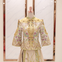 Xiuhe clothing bride 2021 New Golden Champagne Chinese bridal clothing wedding toast clothing dragon and phoenix gown out of the Cabinet