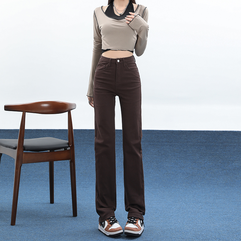 Narrow Fit Women's Jeans Spring/Summer Thin 2026 New High-Waisted Slimming Loose Long Pants American Straight-Leg Cigarette Pants