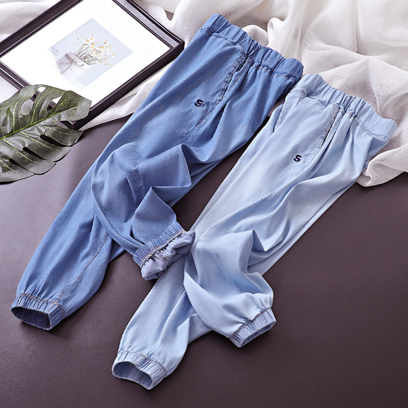 Boys and girls jeans Tencel mosquito-proof pants new children's middle-aged children's boys casual sports long pants