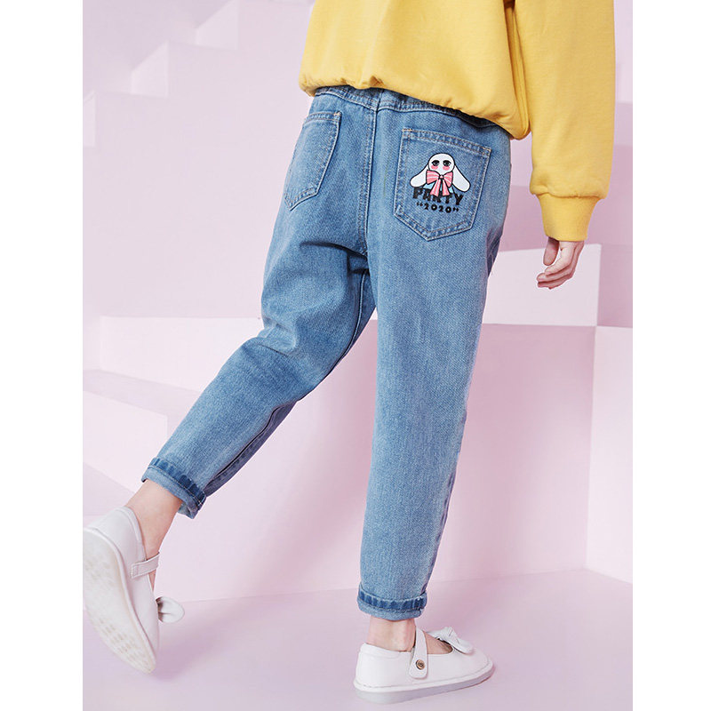 Girl Jeans Spring Autumn CUHK Child 100 Lap Spring Dress New Girl Casual Pants Robe Old Daddy Pants Loose Long Pants