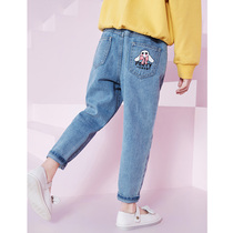 Girl Jeans Spring Autumn CUHK Child 100 Hitch Spring Dress New Girl Casual Pants Radish Old Daddy Pants Loose Trousers