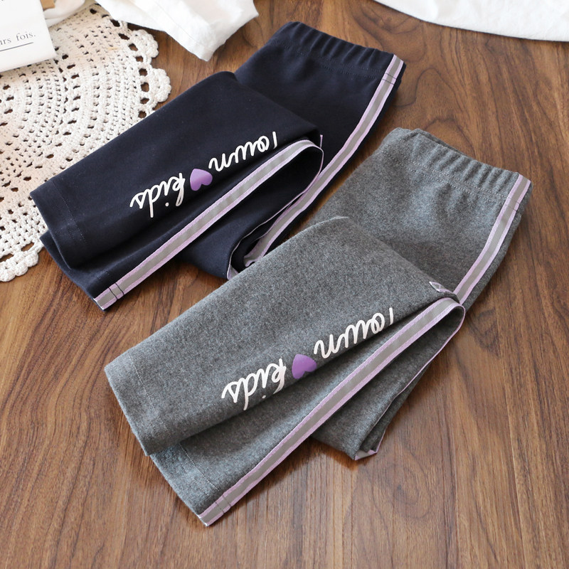 Girls bottled pants spring air in large children dressed cotton pampers and wear leisure pants wear pants