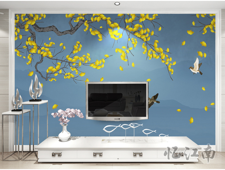 smart tv màn hình cong 4k uhd 55 inc Mới Trung Quốc hình nền TV tường giấy tờ giấy bút và chim dán tranh phòng ngủ phòng khách 3d tự dính bức tranh tường - TV tivi Hisense