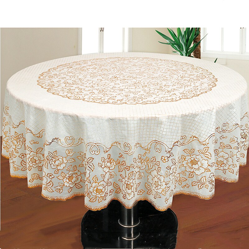 Tablecloth waterproof, oil-proof, anti-scalding, wash-free hotel, European-style household round table, tablecloth, tablecloth, plastic table pad