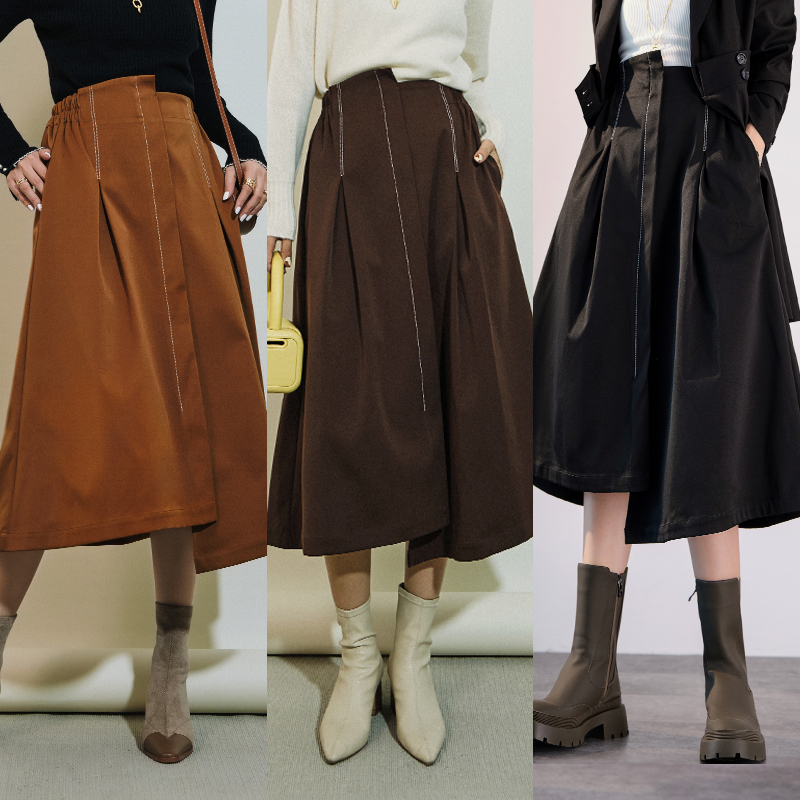 Meiyang MEIYANG (clearance sale pick up leaks) ebony rose skirt irregular mid-length umbrella skirt
