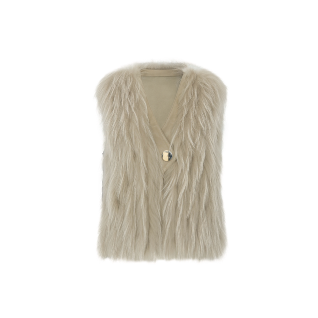 MEIYANG Bai Fumei fur vest sheepskin raccoon fur vest jacket