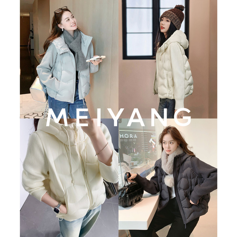 Meiyang【In Stock】Small Wave Goose down Jacket Water-Repellent, Oil-Repellent, Easy to Clean_Three-Proof down Jacket
