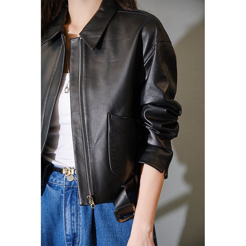 Meiyang Meiyang Princess Knight's Leather Jacket Imported Sheep - skin Short Leather Costumes Woman